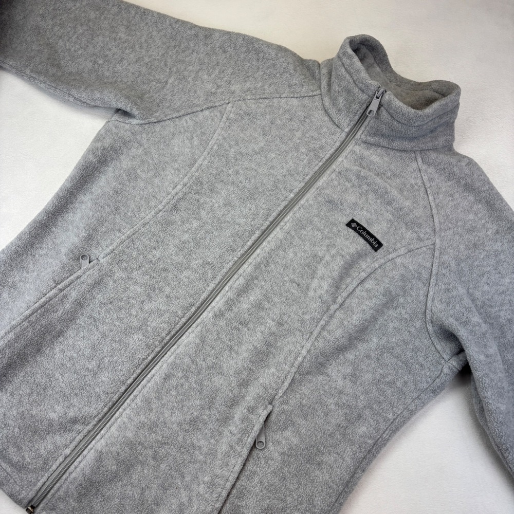 Columbia Fleece Jacket Full Zip Gray Outdoors Women's L Lightweight zip pockets